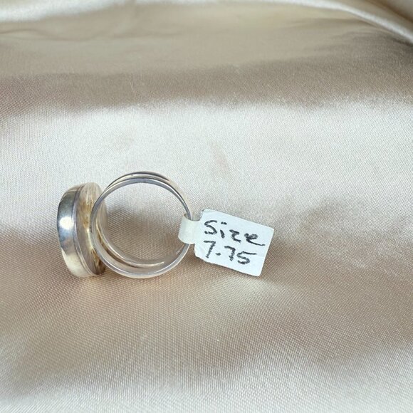 Silver Ring with Willow Creek Jasper Round Cabochon Gemstone Jewelry Size 7.75 - Picture 3 of 5